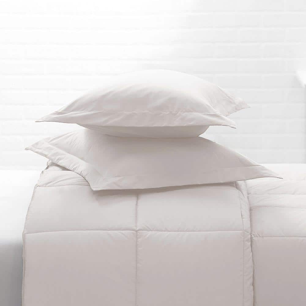 Cozy Clouds Luxurious Cotton Twill White Standard Shams, Set of 2