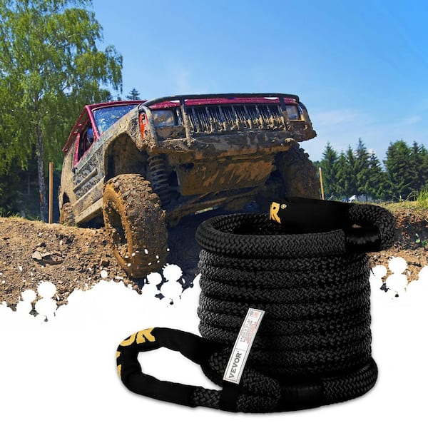 VEVOR 1 in. x 31.5 ft. Kinetic Recovery Energy Rope 33,500 lbs. Heavy Duty  Tow Rope w/Carry Bag for Recovering Vehicles(Black) JYSBHS3350025HLW9V0 -  The Home Depot