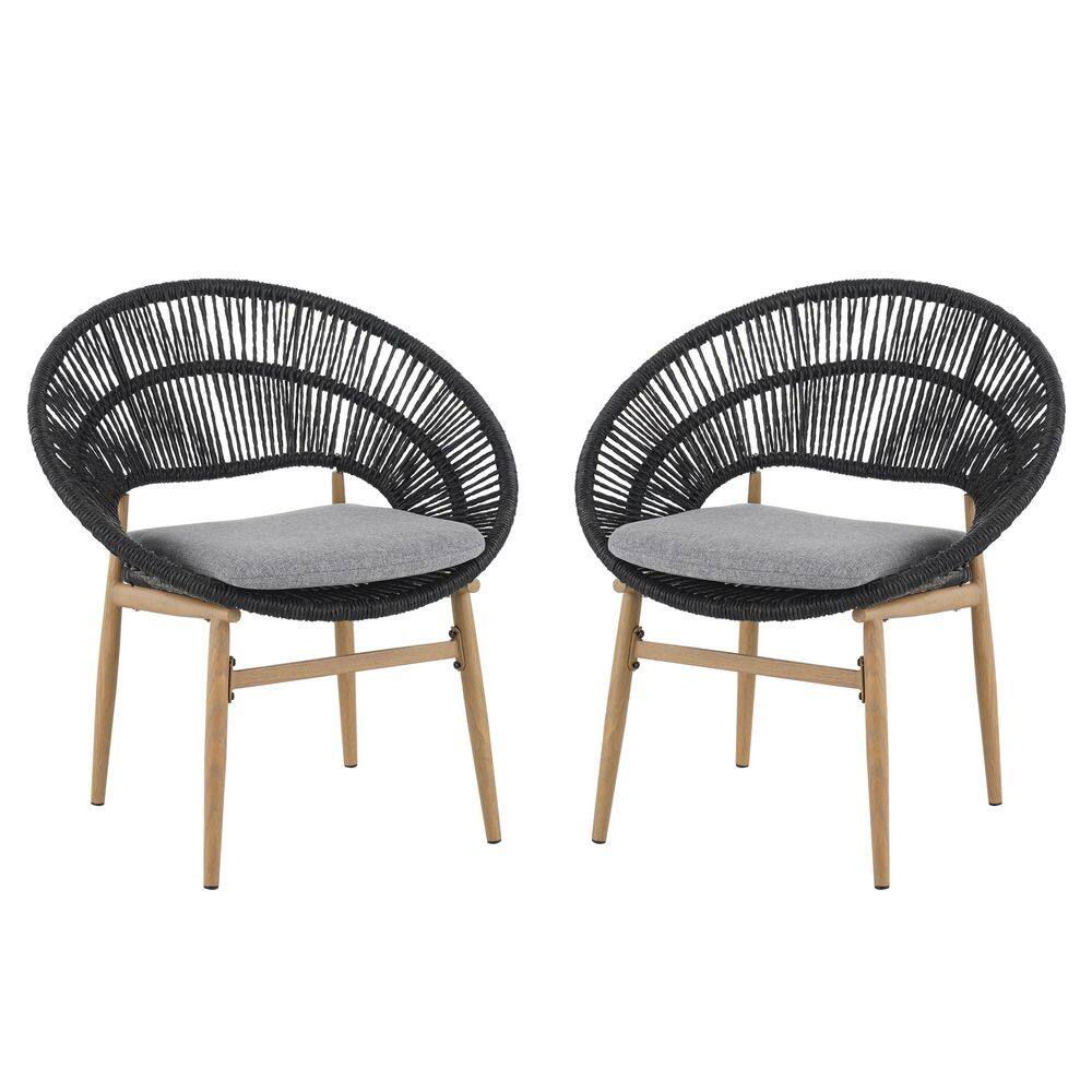 2-Piece Metal and Wicker Outdoor Lounge Chair with Dark Gray Cushions price history on PriceWatchPro
