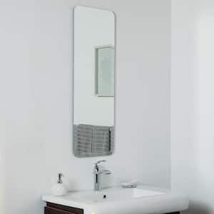 Decor 14 in. W x 40 in. H Frameless Rectangular Beveled Edge Bathroom Vanity Mirror in Silver