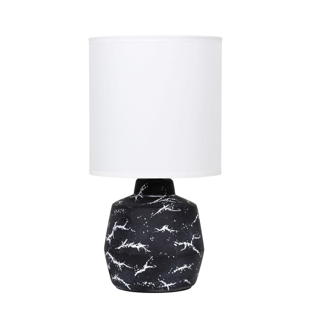 13.78 Marble-Inspired Ceramic Table Lamp, Black Base with Fabric Shade for Compact Accent Lighting price history on PriceWatchPro