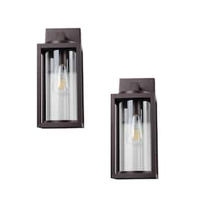 Oil Rubbed Bronze Outdoor Wall Outlet Wall Sconce Lantern with No Bulbs Included Clear Glass Shade (Pack of 2)