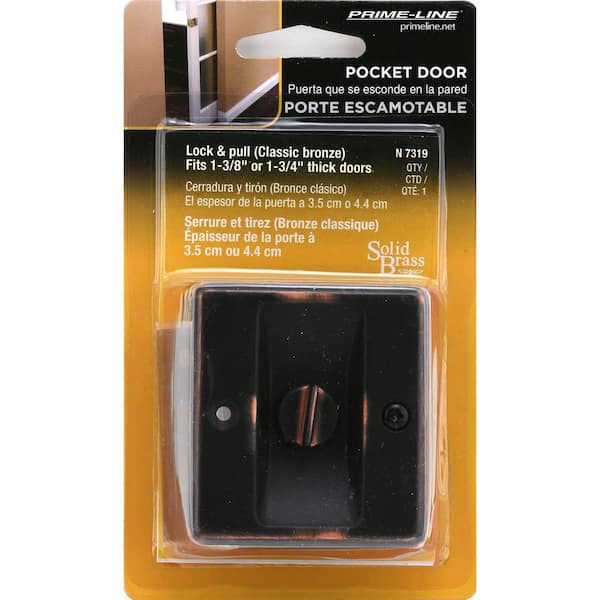 Prime-Line Pocket Door Privacy Lock and Pull, 2-3/4 in. tall
