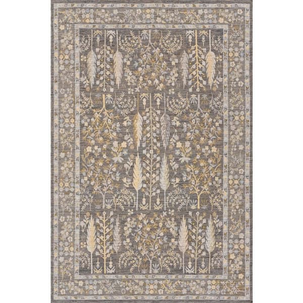Delyra Traditional Grey 6 ft. x 9 ft. Outdoor Area Rug