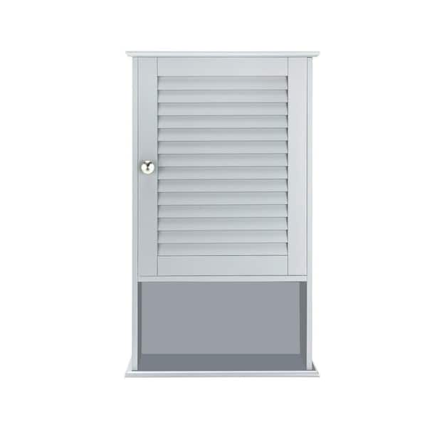 WELLFOR 16-1/2 in. W x 6-1/2 in. D x 27-1/2 in. H Gray Bathroom Storage Wall Cabinet with Height Adjustable Shelf
