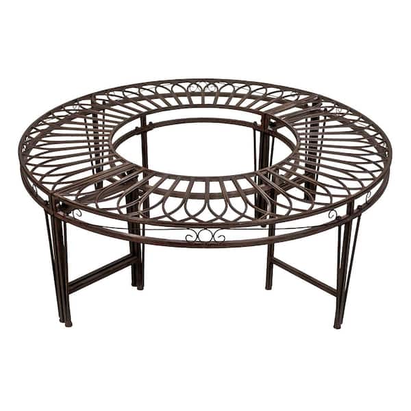 Design Toscano Gothic Roundabout 2-Person 47 in. W Black Steel Outdoor Bench