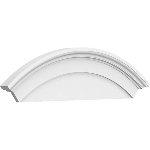 Ekena Millwork 44 in. W x 14 in. H x 2-3/4 in. P Arched Signature Urethane Pediment, Primed Tan