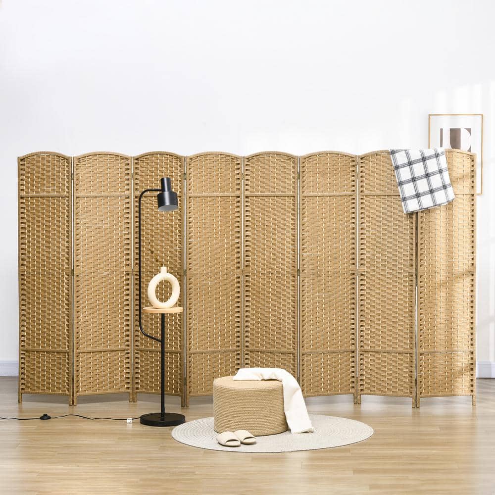 Nature Wood 8-Panel Folding Privacy Screen with Pine Frame