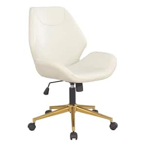 Reseda Series Executive Office Chair In White Faux Leather with Gold Base