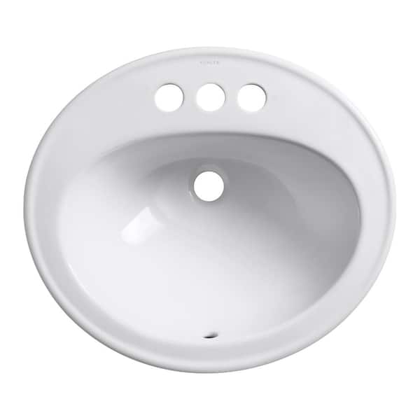 KOHLER Bryant 20-1/4 in. Oval Drop-In Vitreous China Bathroom Sink in White with Overflow Drain