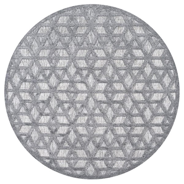 Talaia Neutral Dark Gray 5 ft. x 8 ft. Geometric Indoor/Outdoor Area Rug