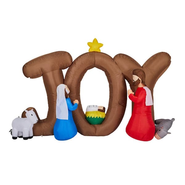4.6 ft. x 7.4 ft. Pre-lit Nativity Scene Christmas Inflatable with JOY Sign