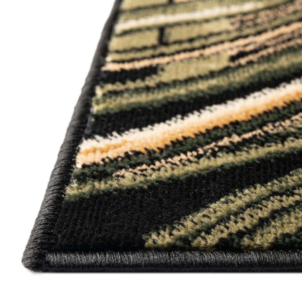 Black Floral Synthetic Square Indoor Rug, 6' x 6'