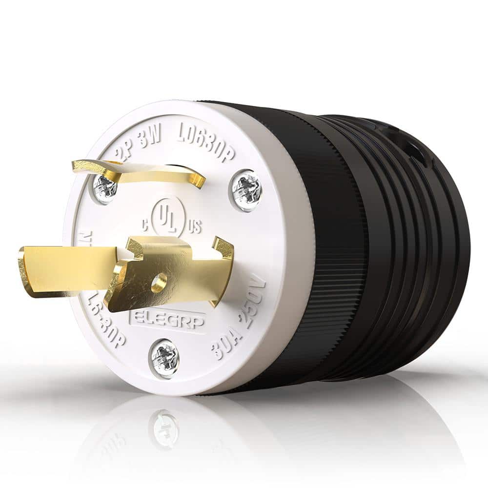 30 Amp 250-Volt NEMA L6-30P Locking Plug, Industrial Grade Grounding Heavy-Duty, Black/White price history on PriceWatchPro
