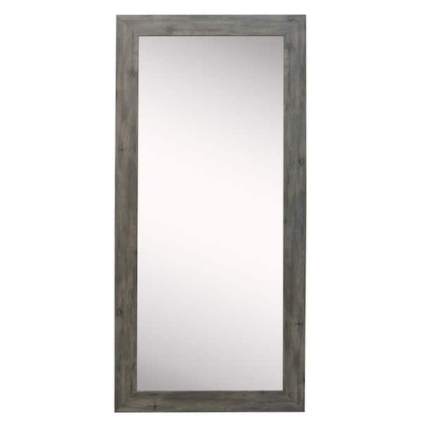 Unbranded 60 in. x 21 in. Gray Barnwood Beveled Vanity Wall Mirror