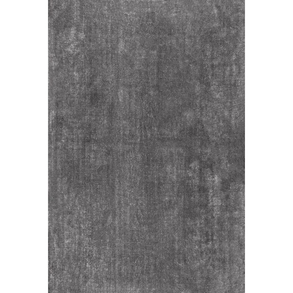 nuLOOM Loni Solid Machine Washable Shag Gray 4 ft. x 6 ft. Area Rug