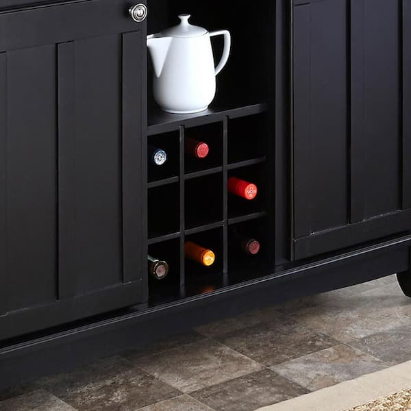 HOMESTYLES Black w Natural Top Buffet with Hutch 5100 0041 42