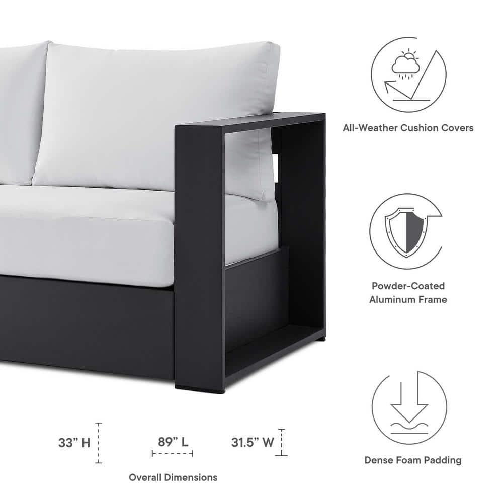 Tahoe Gray White Powder-Coated Aluminum Outdoor Sofa