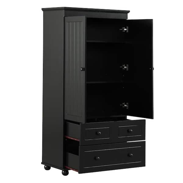 COWLOWN 30.6 in. W x 15.8 in. D x 62.7 in. H Bathroom Black Linen Cabinet