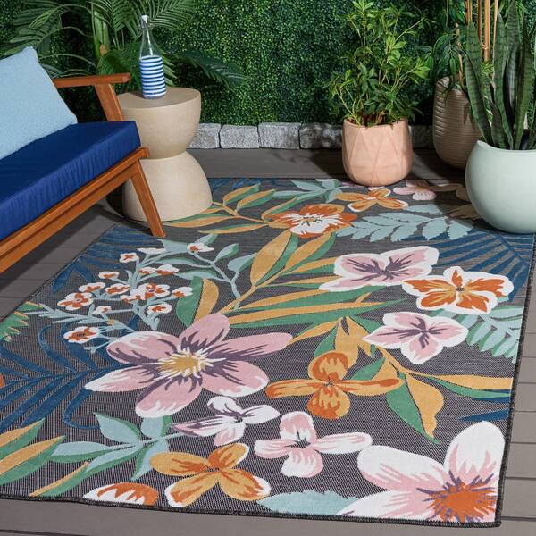 Cabana 5 x 8 Black/Multi Floral CBN454Z Area Rug