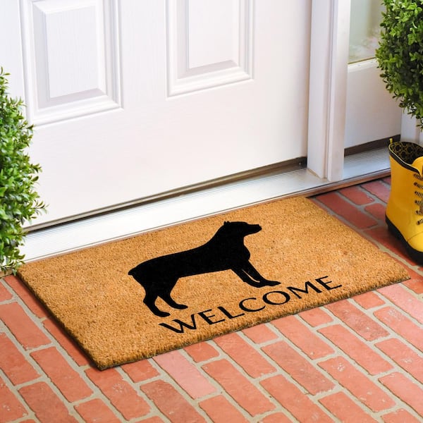 Dog Coir Doormat, Dogs Welcome People Tolerated, Natural Outdoor Door Mat  for Porch (30 x 17 In)