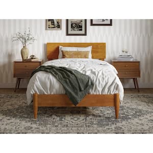 Aria Light Toffee Natural Bronze Solid Wood Frame Twin XL Modern Low Profile Platform Bed
