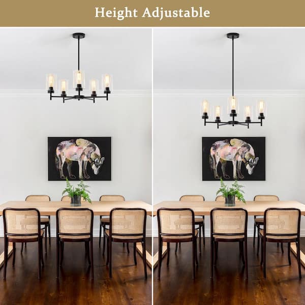 LWYTJO Delmo 5-Light Black Dimmable Rustic Chandelier with