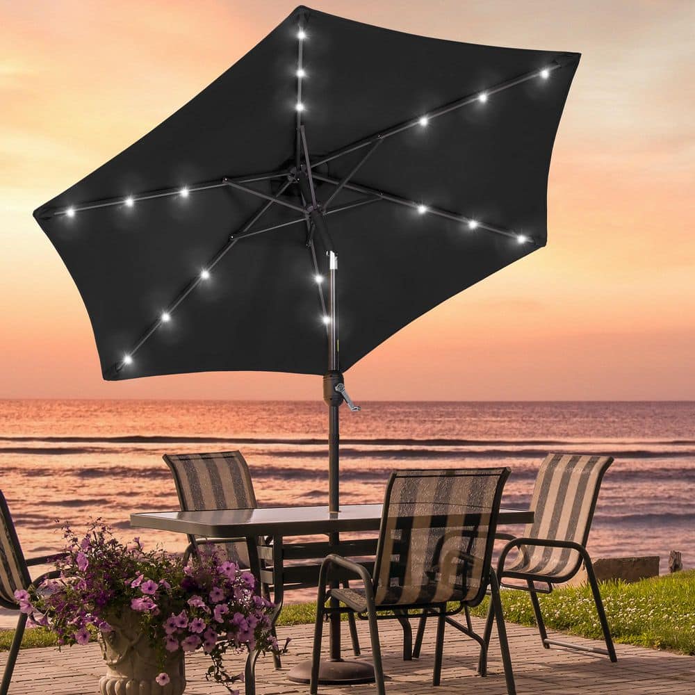 7.5 ft. LED Round Patio Umbrella with UV Protection, Easy Tilt, and Wind-Resistant Features in Black price history on PriceWatchPro