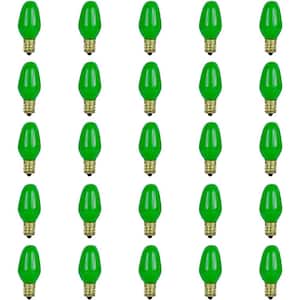 7-Watt C7 Small Night Light Candelabra E12 Base String Light Green Colored Incandescent Light Bulb (25-Pack)