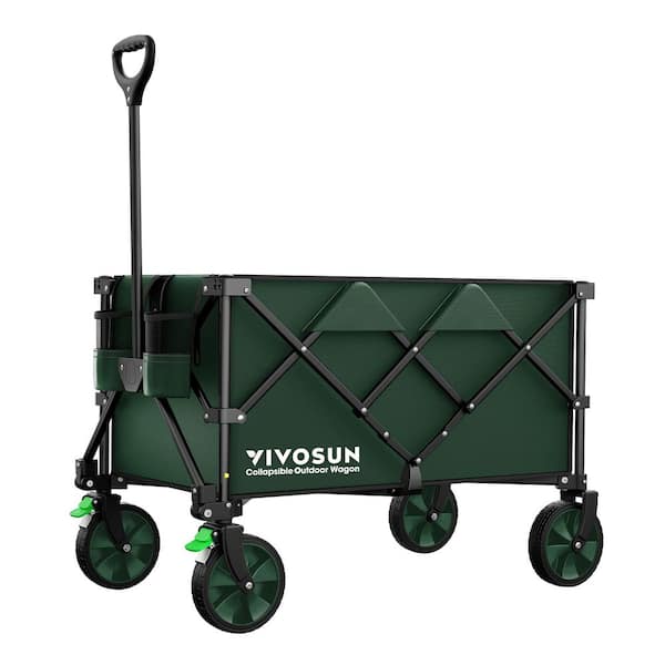 VIVOSUN 350 lbs. Load-Bearing 6.7 cu. ft. Collapsible Fabric Garden Cart with Universal Wheels and Adjustable Handle