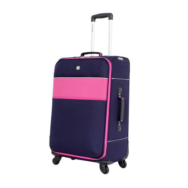 SWISSGEAR 24 in. Upright Spinner Suitcase in Navy and Pink