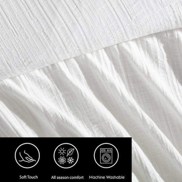 VERA WANG Bark Texture 3-Piece White Jacquard Cotton King VERA WANG Bark Texture 3-Piece White Jacquard Cotton King
