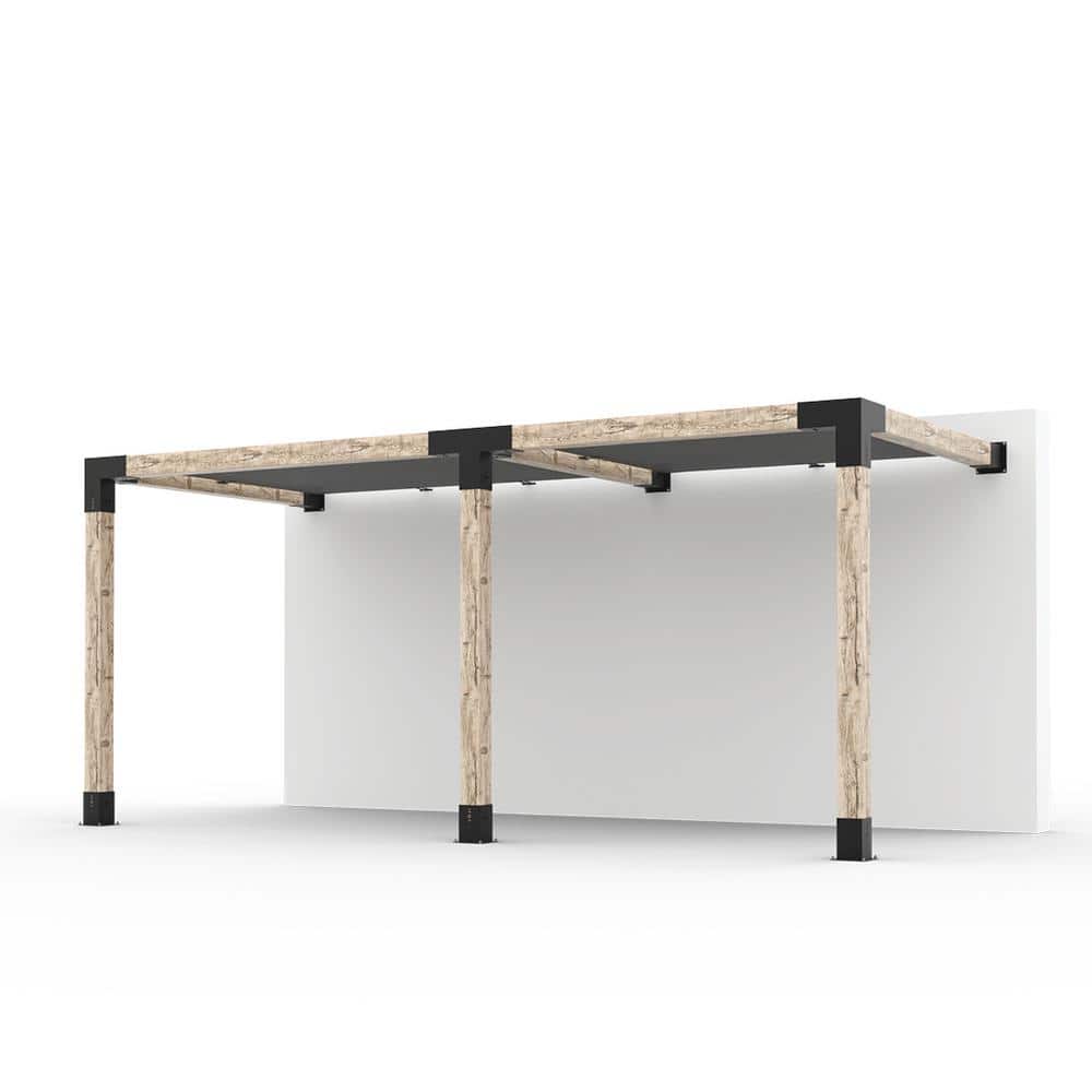 TOJA GRID 8 ft. x 18 ft. Double Wall Mount Pergola Kit with 2 Graphite