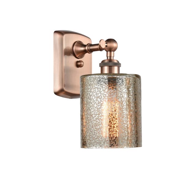 Innovations Cobbleskill 1-Light Antique Copper Wall Sconce with Mercury Glass Shade