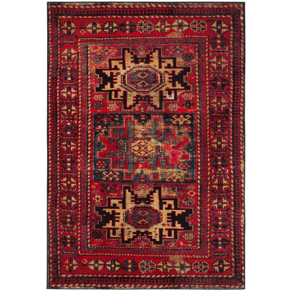 SAFAVIEH Vintage Hamadan Red/Multi 7 ft. x 9 ft. Medallion Border