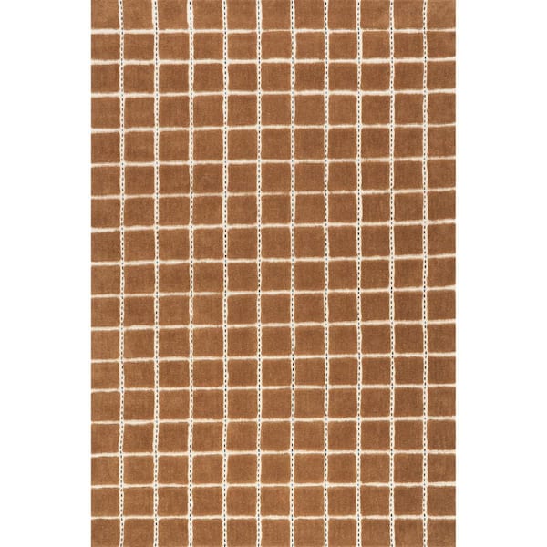 Gretchen Checked Wool Orange 8 ft. x 10 ft. Indoor/Outdoor Patio Rug