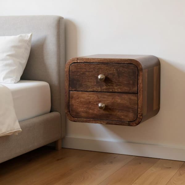 Walnut 2-Drawer 11.80 in. Nightstand