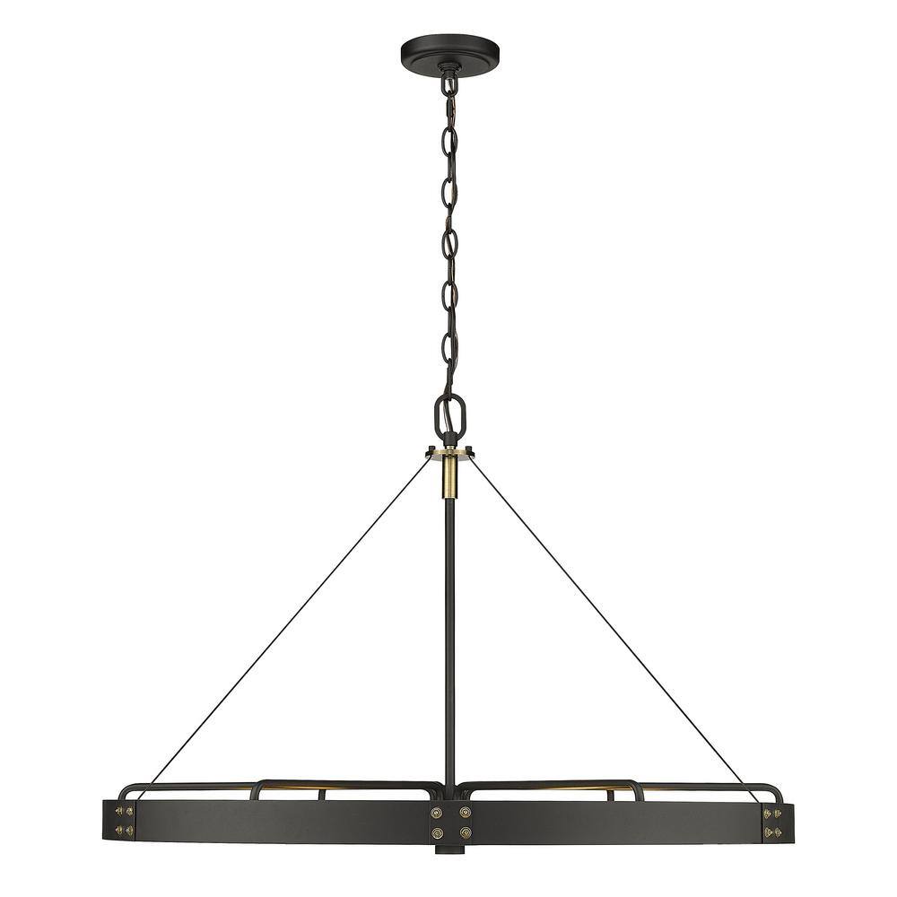 Vaughn Aged Brass and Black 6-Light Chandelier