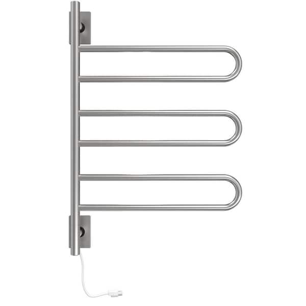Swivel Loop 6-Bar Wall Mounted Plug-in/Hardwired Towel Warmer in Brushed