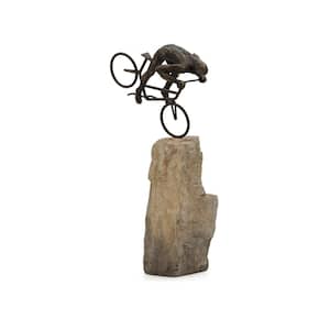 Mountain Biker on Rock Figurine