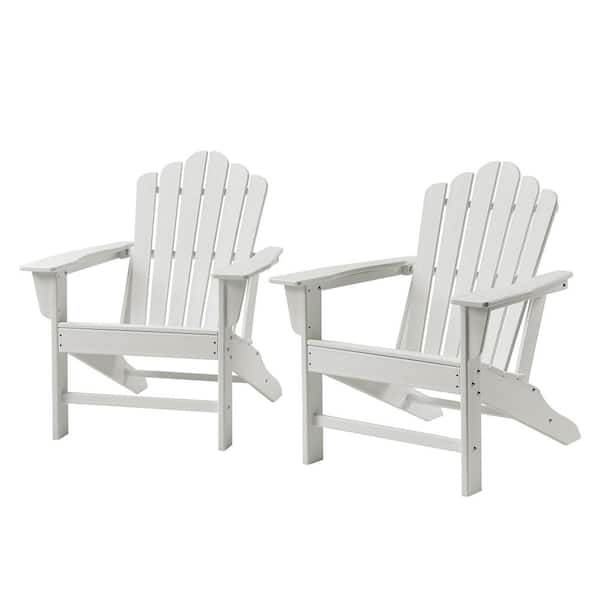 CASAINC Classic White Plastic Adirondack Chair for Outdoor Garden Porch Patio Deck Backyard (2-Pack)