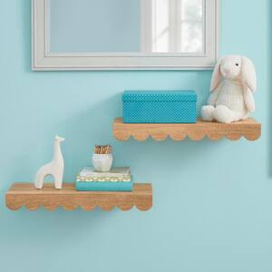 Scalloped Wood Floating Wall Shelves (Set of 2)