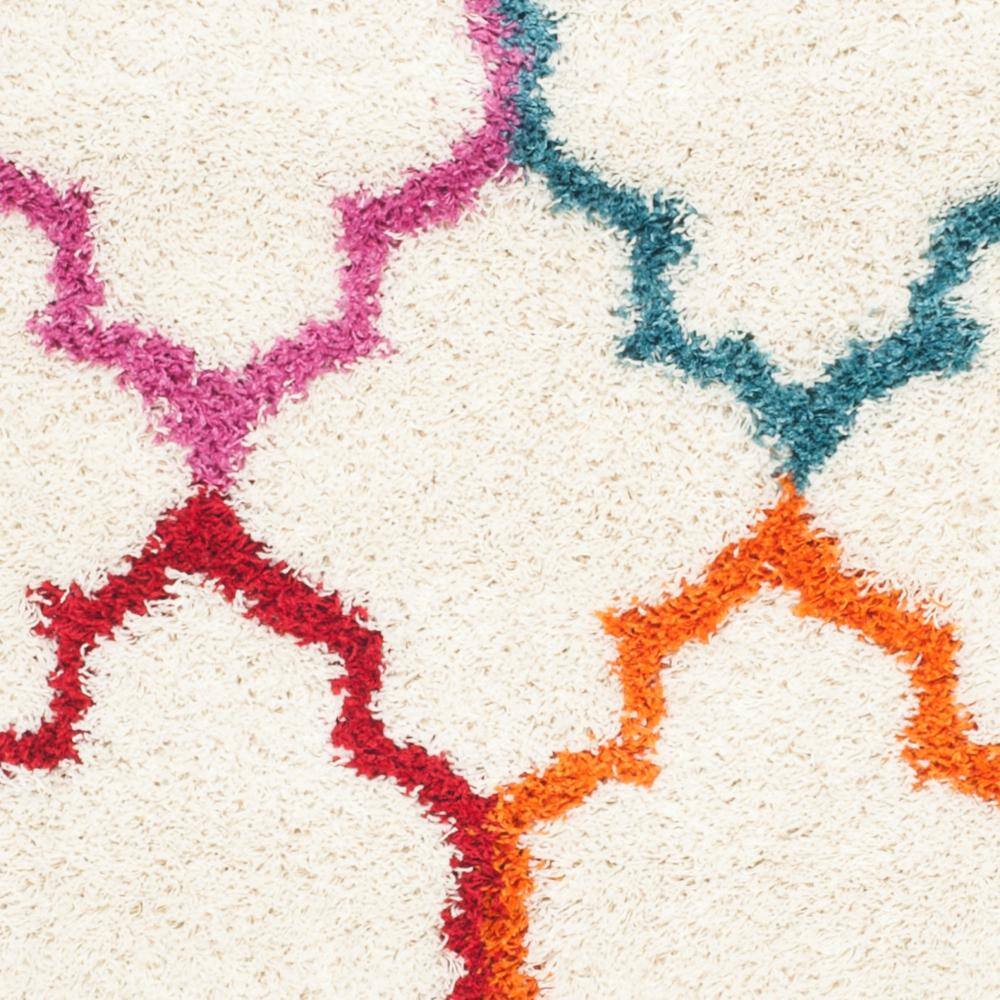 Ivory and Multicolor Geometric Shag Wool Kids 4' x 6' Rug
