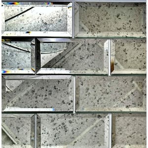 Reflections Antique Silver Beveled Subway 3 in x 6 in Glass Mirror Peel and Stick Decorative Tile (11 sq. ft./Case)