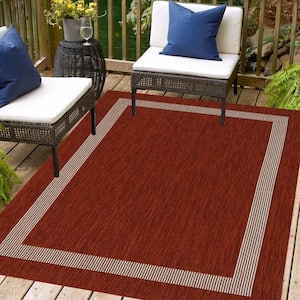 Azelia Red and Ivory 5 ft. x 8 ft. Indoor/Outdoor Area Rug