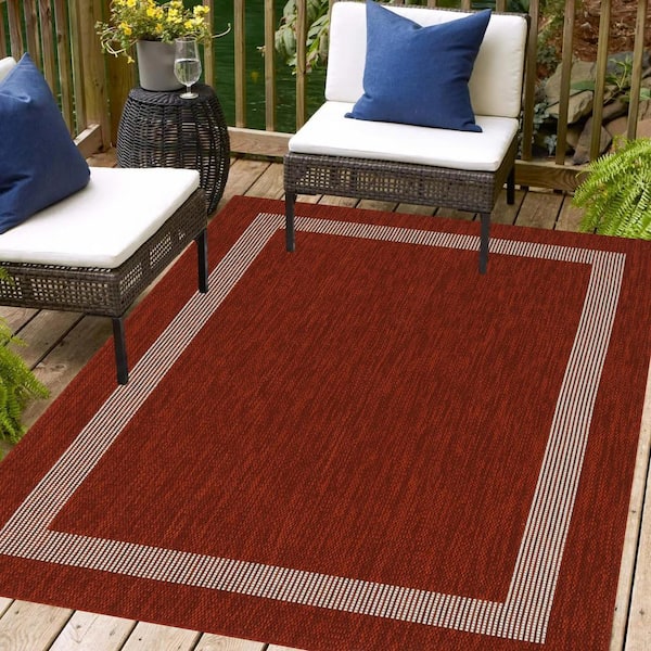 Azelia  Red and Ivory 9 ft. x 12 ft. Indoor/Outdoor Area Rug