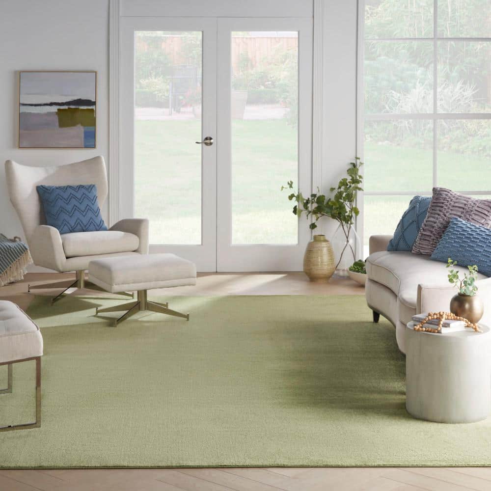 Handmade Green Synthetic Rectangular 10' x 14' Rug