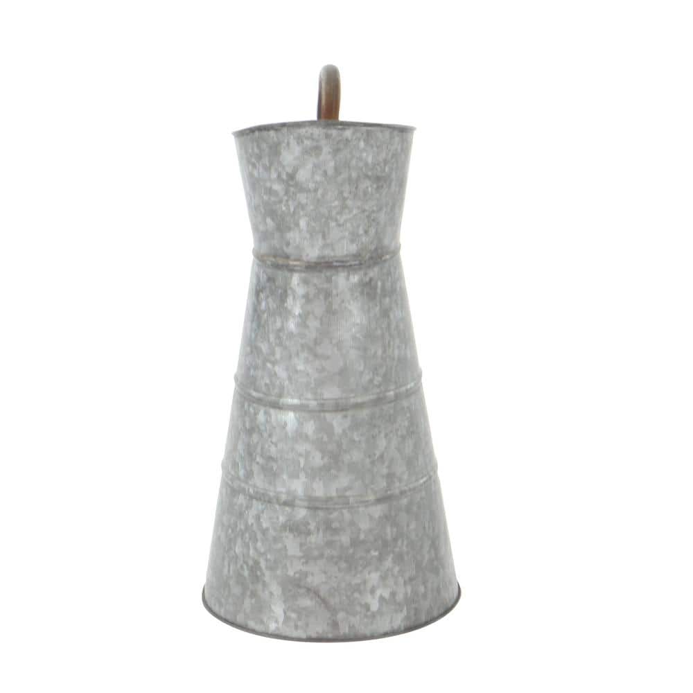 16" Gray Galvanized Metal Farmhouse Watering Jug Planter