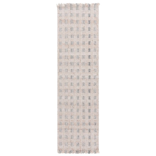 Renewal 2 ft. x 8 ft. Ivory/Gray Lattice Fringe Runner Rug