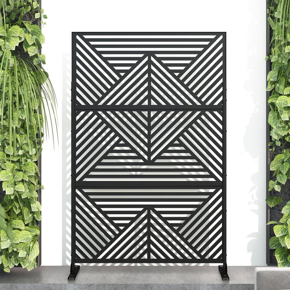 72 in. x 47 in. Outdoor Metal Privacy Screen Garden Fence in Zodiac Pattern